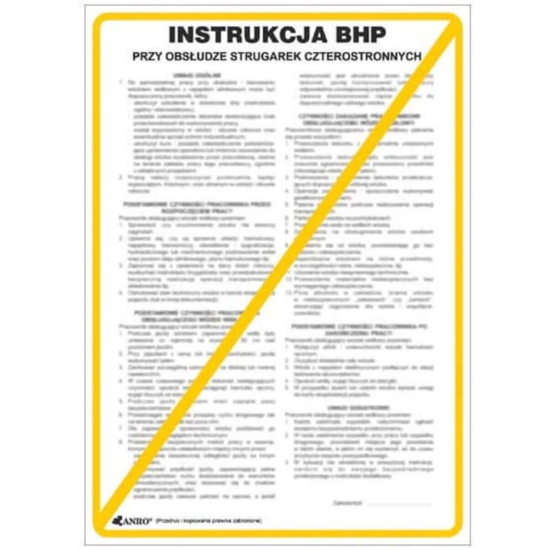 Instrukcja BHP i PPOŻ BHP dla obsługi strugarek czterostronnych do drewna