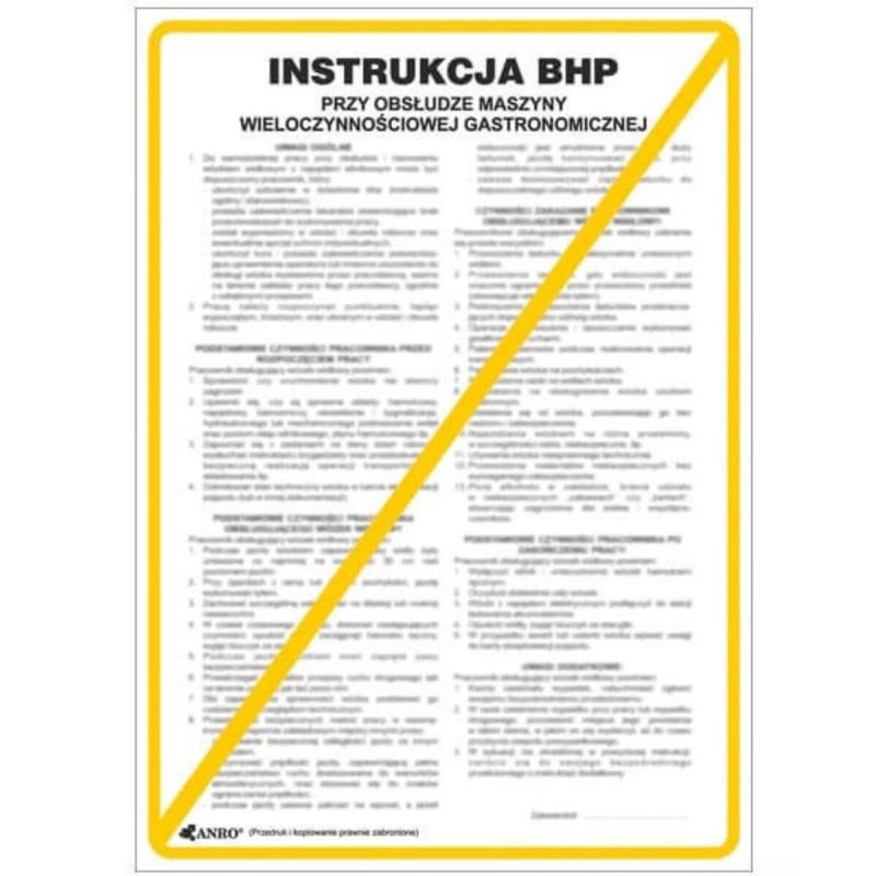 Instrukcja BHP i PPOŻ BHP przy obsłudze maszyny wieloczynnościowej gastronomicznej