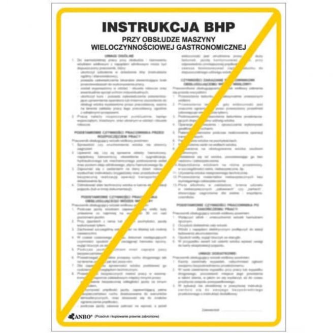 Instrukcja BHP i PPOŻ BHP przy obsłudze maszyny wieloczynnościowej gastronomicznej