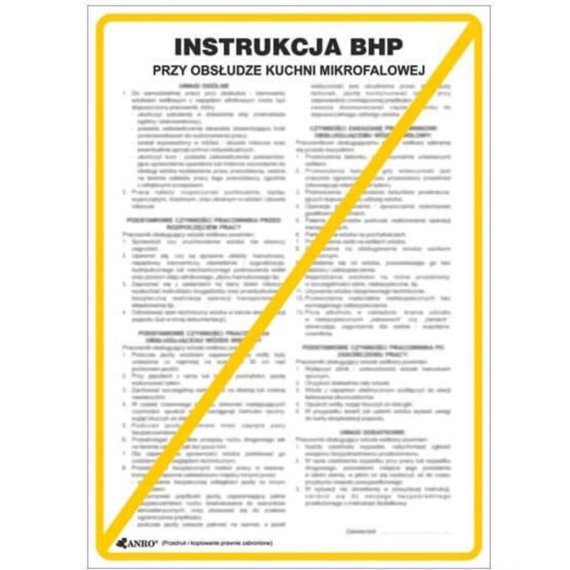 Instrukcja BHP i PPOŻ BHP przy obsłudze mikrofalowej