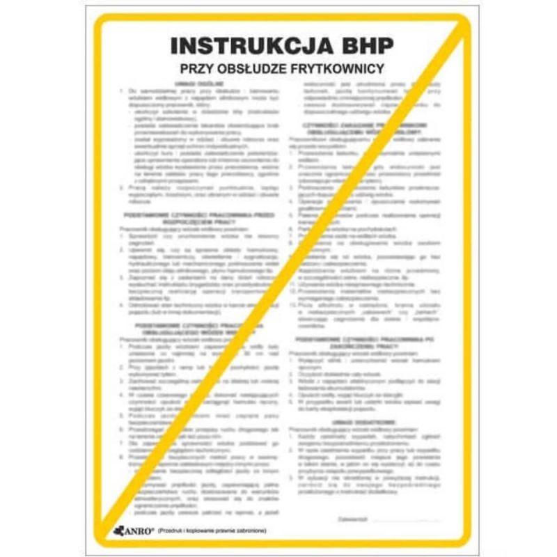 Instrukcja BHP i PPOŻ BHP przy obsłudze frytkownicy