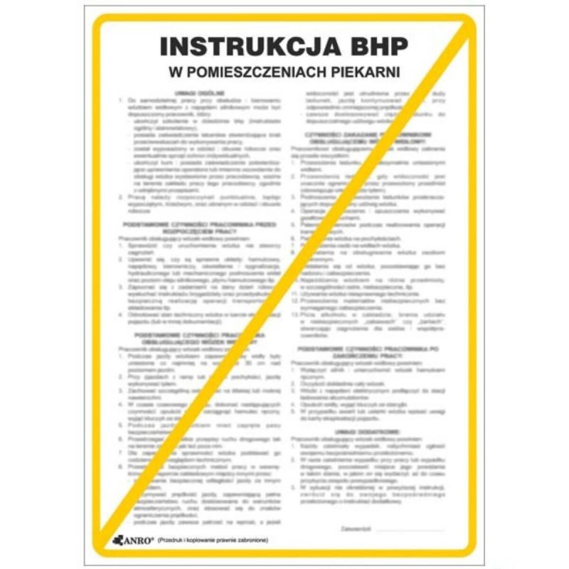 Instrukcja BHP i PPOŻ BHP w pomieszczeniach piekarni