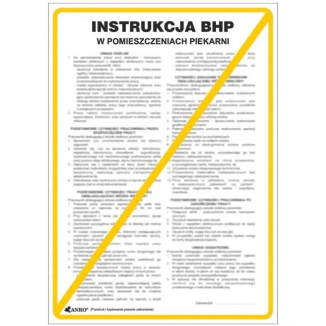 Instrukcja BHP i PPOŻ BHP w pomieszczeniach piekarni