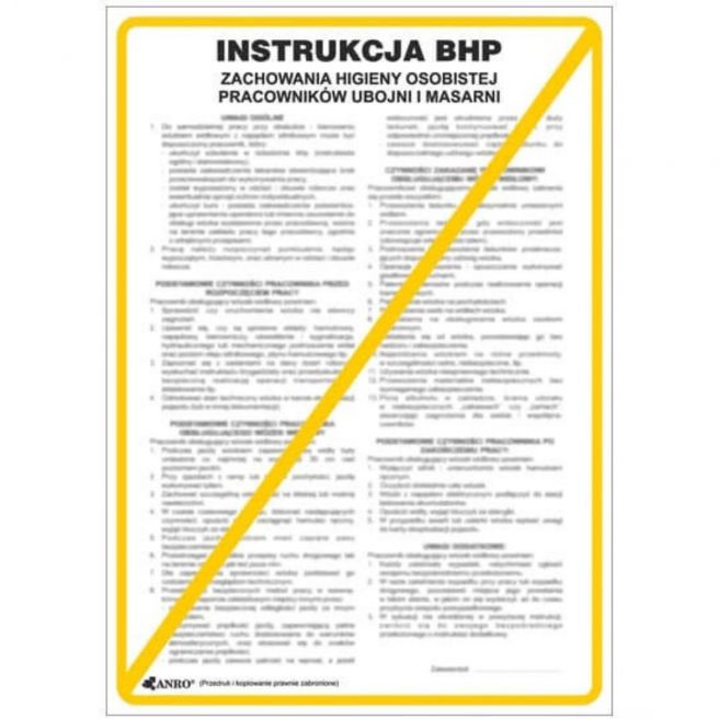 Instrukcja BHP i PPOŻ BHP zachowania higieny osobistej pracowników ubojni i masarni