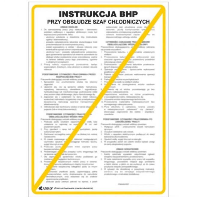 Instrukcja BHP i PPOŻ BHP przy obsłudze szaf chłodniczych