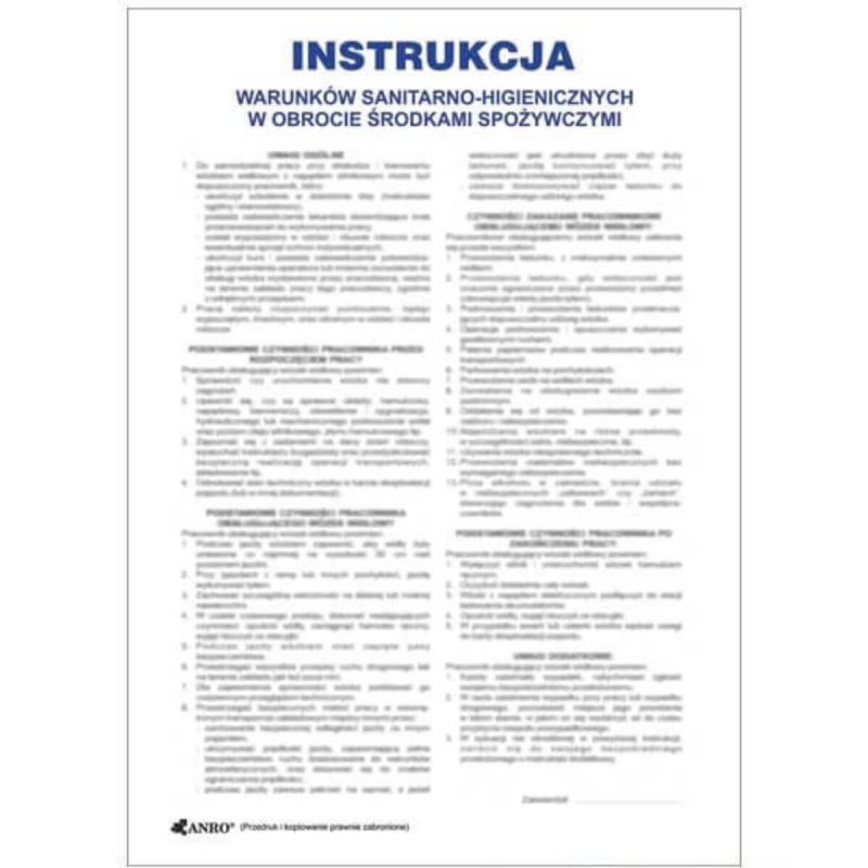 Instrukcja BHP i PPOŻ BHP Instrukcja warunków sanitarno-higienicznych w obrocie środkami spożywczymi