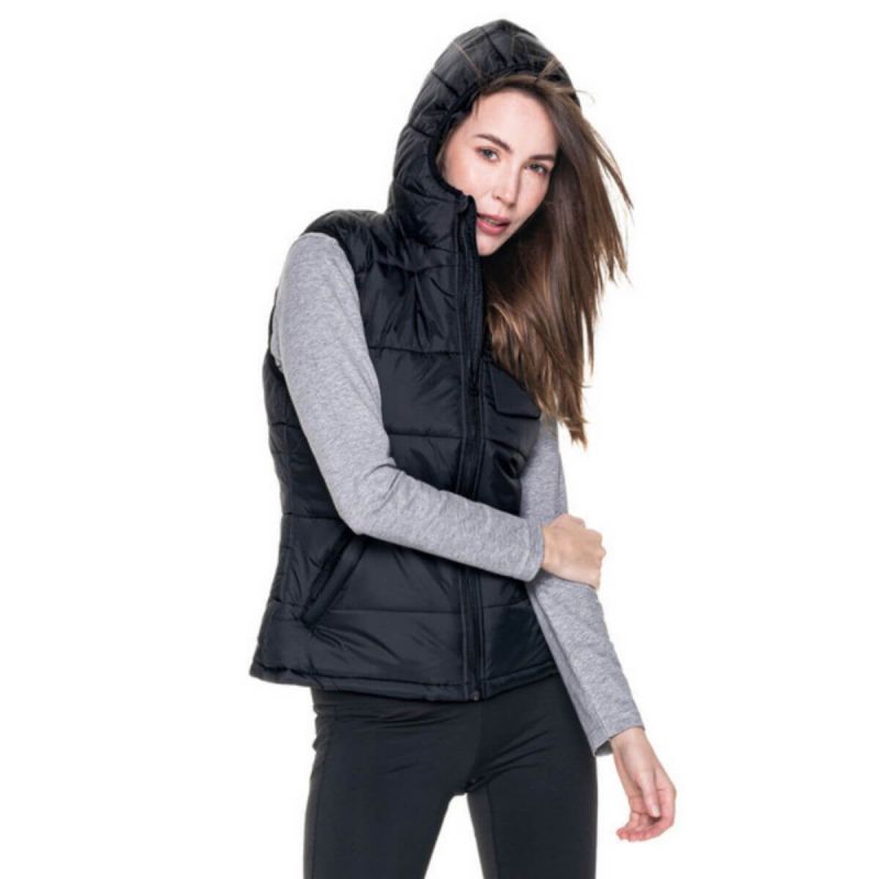 Kamizelka damska pikowana z kapturem Crimson Cut Ladies’ Step - czarna