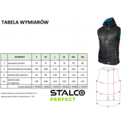 Kamizelka ocieplana męska VEST Stalco Perfect S-7858 czarny tabela rozmiarów