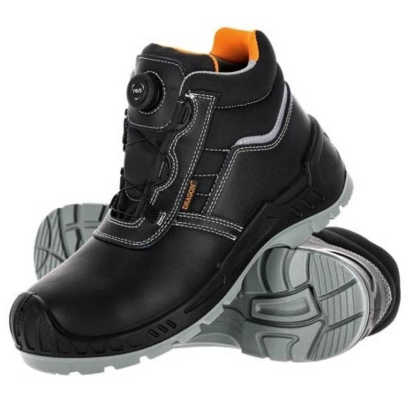 Trzewiki robocze skórzane TITAN-GLAT S3S FO SR Reis - czarno-pomarańczowy