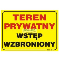 Znak TABLICA TEREN PRYWATNY...